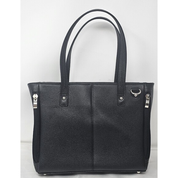 Gun Tote'n Mamas Cargo Pocket Black Leather Conceal Carry Tote Bag Turn Locks - Picture 2 of 16